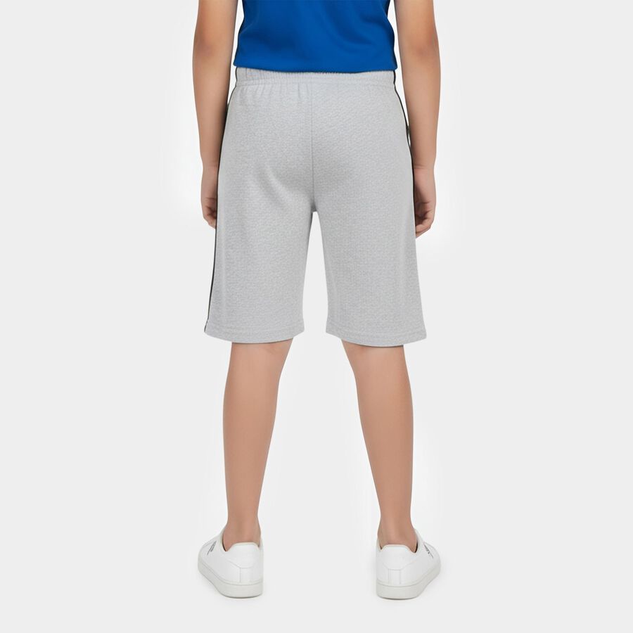 Boys' Grey Cotton Blend Regular Fit Bermuda Shorts, Melange Light Grey, large
