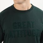 Men's Dark Forest Green Crew Neck Casual Sweatshirt, गहरा हरा, small image number null