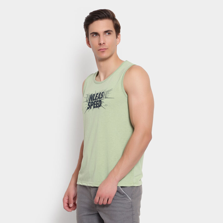 सॉलिड स्लीवलेस टी-शर्ट, Light Green, large image number null