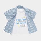 Infants Light Blue Cotton Half Sleeve Mandarin Casual Shirt, Light Blue, small