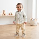 Infants' Mint Green Cotton Collar Neck Striped Baba Suit, Light Green, small