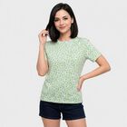 Women Green Round Neck Regular T-Shirt, Light Green, small