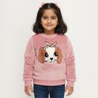 Girls Bright Pink Crew Neck Casual Sweatshirt, Pink, small image number null