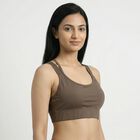 Women's Brown Wireless Sports Bra, Brown, small