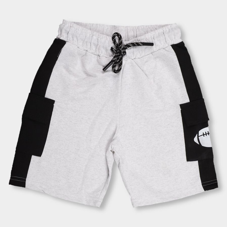 Boys' Light Heather Grey Cargo Style Bermuda Shorts, Ecru Melange, large image number null