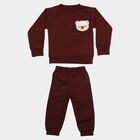 Girls Wine Round Neck Lounge Hipster Set, वाइन, small