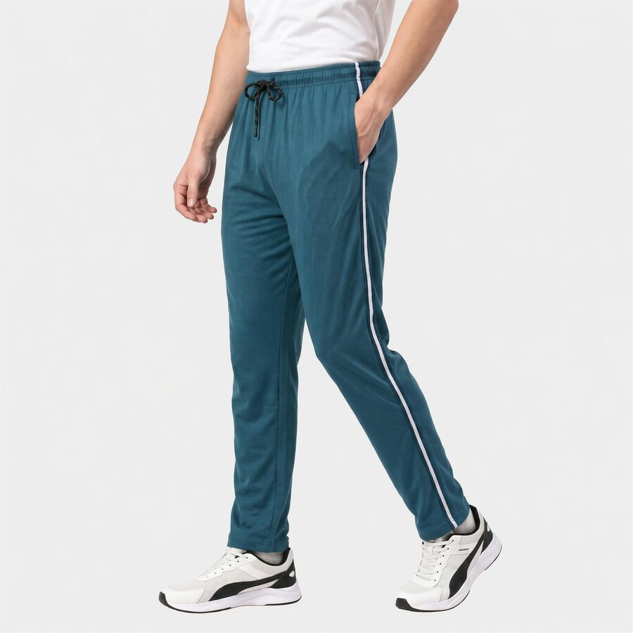 Men's Teal Regular Fit Side-Striped Track Pants, Teal Blue, large