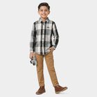 Boys' White Checked Regular Fit Casual Shirt, White, small