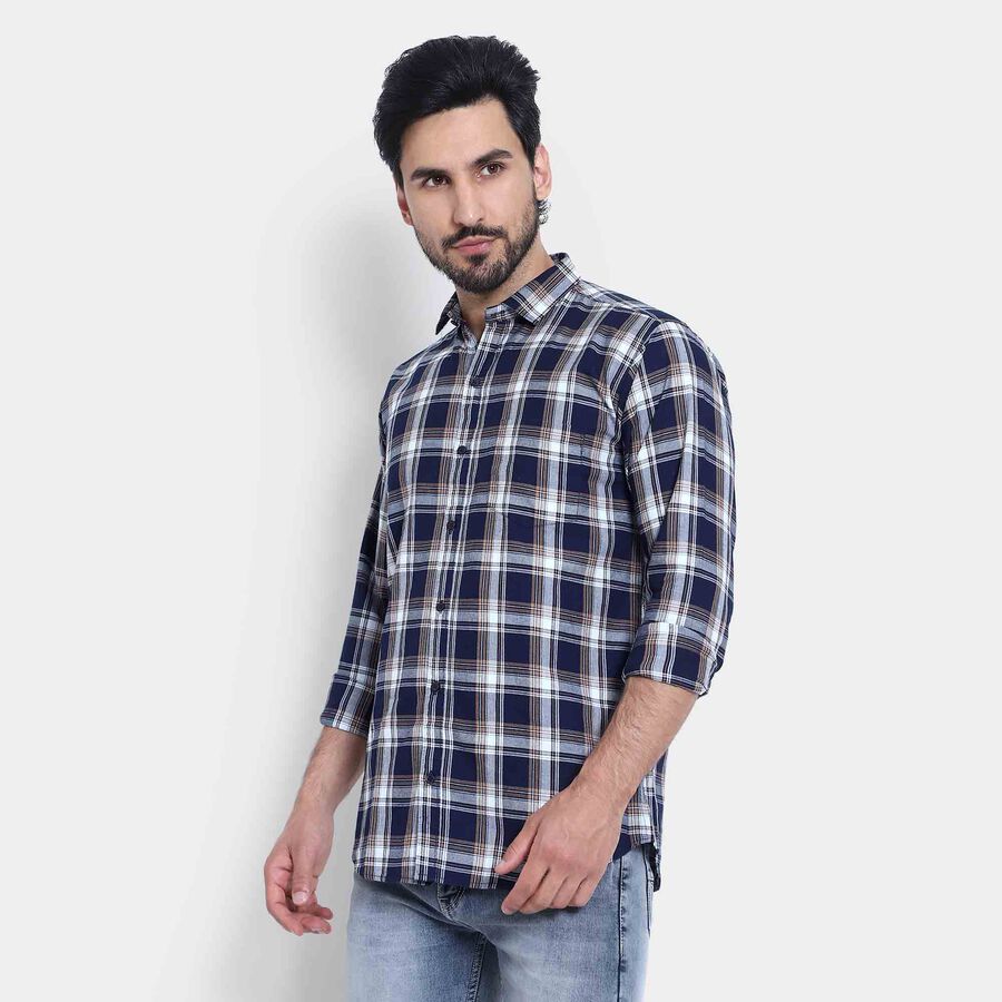 Cotton Checks Casual Shirt, Brown, large image number null