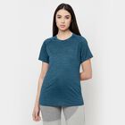Cut N Sew Round Neck T-Shirt, Teal Blue, small image number null