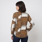Women's Khaki Printed Collared Shirt, खाकी, small