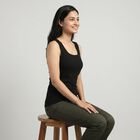 Women's Black Sleeveless Minimalist Slip, काला, small
