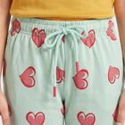 Girls' Mint Green Jogger Heart Printed Pyjama, हल्का हरा, small
