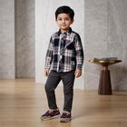 Boys Red Cotton Long Sleeve Collar Neck Shirt, Red, small