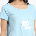Women's Light Blue Round Neck Casual Nighty, Light Blue, small image number null