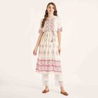 Printed 3/4th Sleeve Kurta, Off White, small image number null