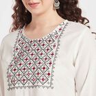Embroidered Straight Kurti, ऑफ व्हाइट, small image number null