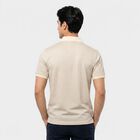 Men's Ecru Melange Cotton Polo Neck Geometric Polo T-Shirt, एक्रू मिश्रित, small