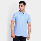 Men's Collared Half Sleeves T-Shirt , हल्का नीला, small