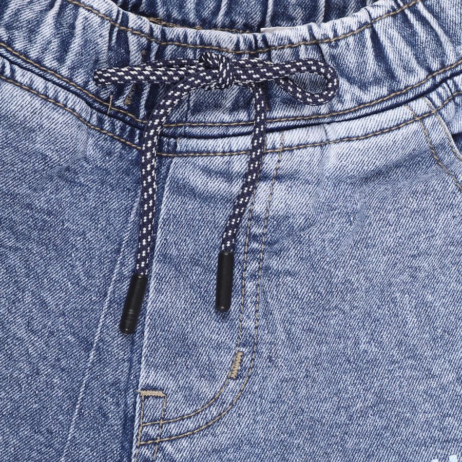 Boys' Stonewashed Blue Regular Fit Printed Jeans, Light Blue, large image number null