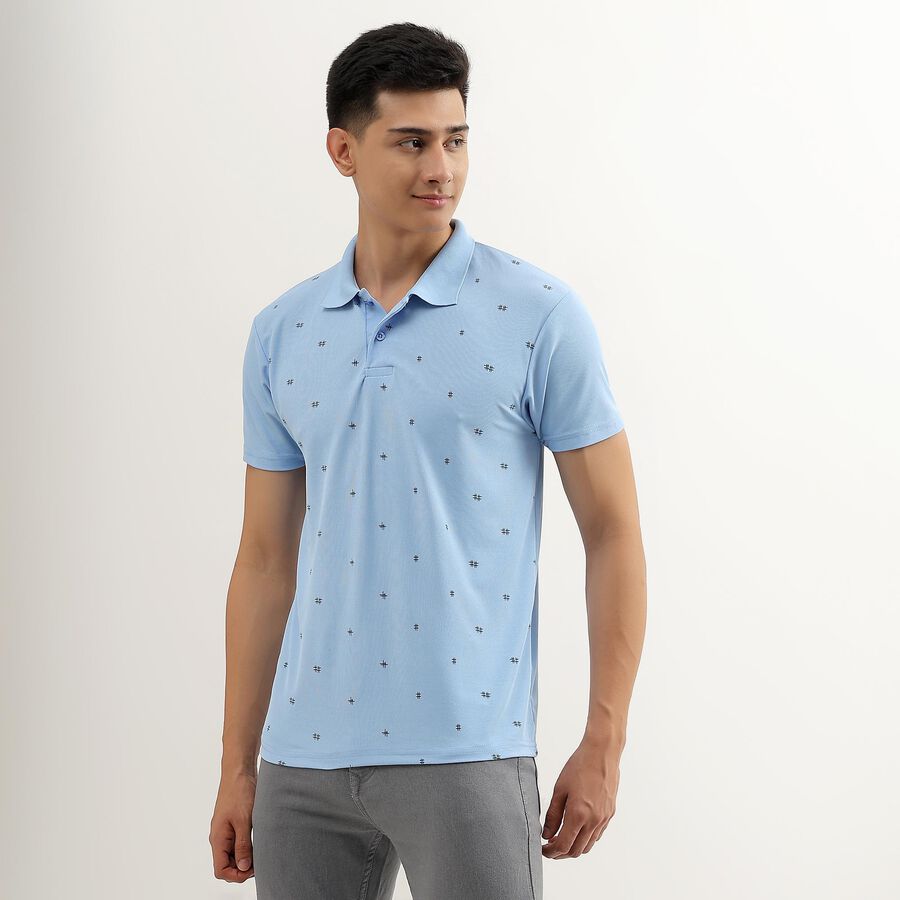 Men's Light Blue Polo Neck Slim Fit T-Shirt, Light Blue, large image number null