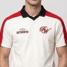 Men's White Polo Neck Graphic Print T-Shirt, Off White, small