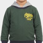 Boys Junior Green Hooded Graphic Print Baba Suit, Dark Green, small