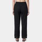 Women's Black Straight-Fit Lace Hem Cotton Palazzos, काला, small