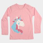 Girls Pink Round Neck Regular Top, Light Pink, small