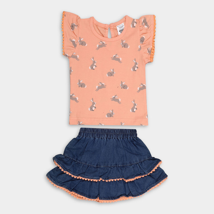 Infant Girl's Top Skirt, पीच, large image number null