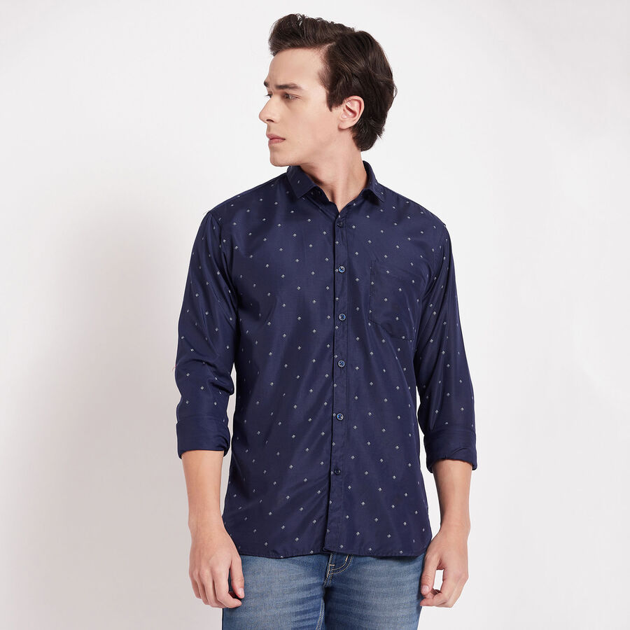 Printed Casual Shirt, Navy Blue, large image number null