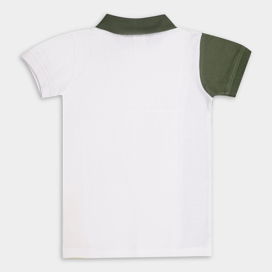 Boys' 100% Cotton Half Sleeves T-Shirt, Off White, large image number null