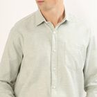 Men's Light Sage Green Spread Collar Casual Shirt, हल्का हरा, small