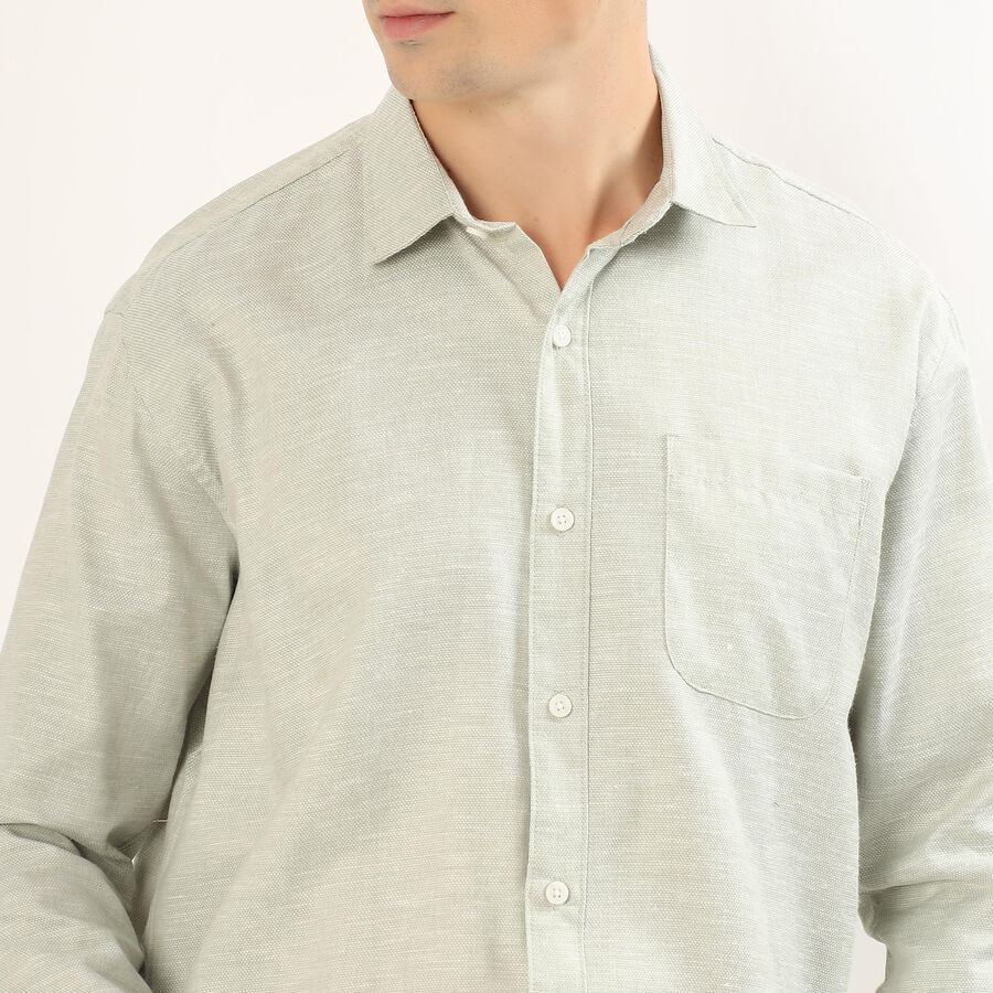 Men's Light Sage Green Spread Collar Casual Shirt, हल्का हरा, large
