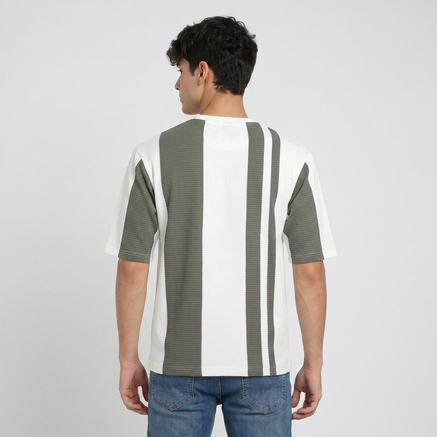 Men Green Round Neck Regular T-Shirt, हल्का हरा, large