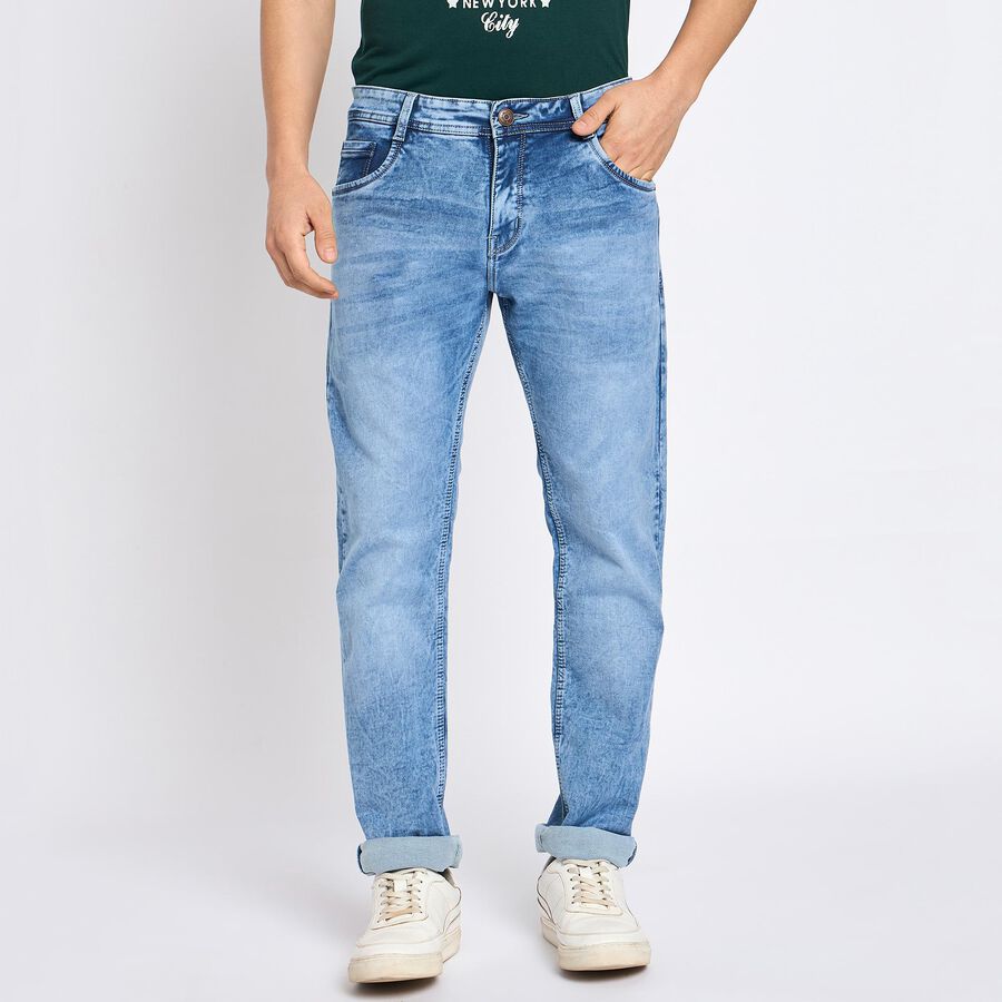 Men's 100% Cotton Slim Fit Jeans, Light Blue, large