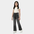 Girls' Black Flared Fit Tie-Up Jeans, Black, small