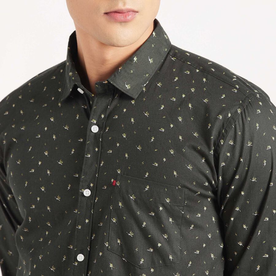 Cotton Casual Shirt, Dark Green, large image number null