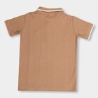 Boys Beige Cotton Polo Neck Casual T-Shirt, Brown, small