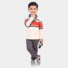 Boys' Off White Cotton Polo Neck Colorblocked Baba Suit, ऑफ व्हाइट, small