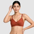 Women's Brown Cotton Blend V Neck Bralette Bra, Brown, small