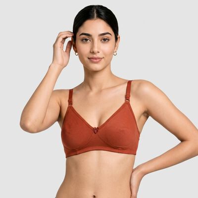 Women's Brown Cotton Blend V Neck Bralette Bra