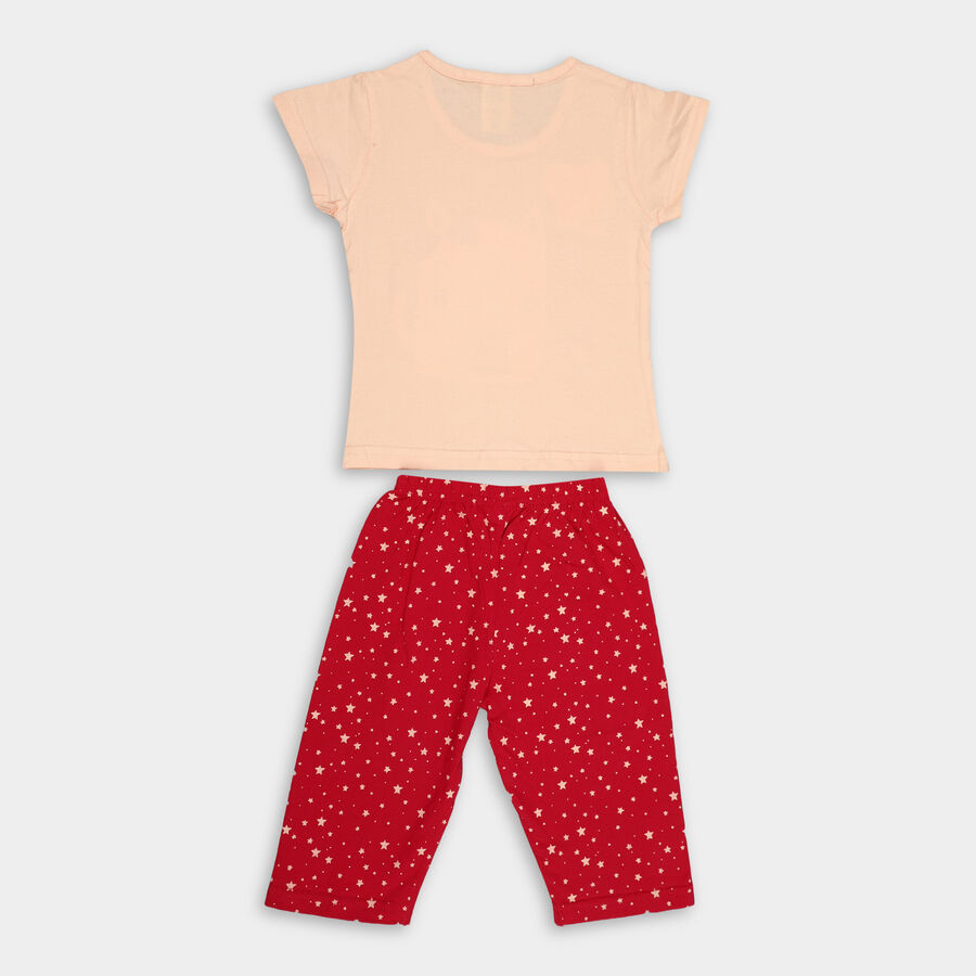 Girls' Cotton Capri Set, Peach, large image number null