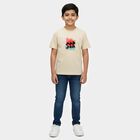 Boys' Yellow Cotton Crew Neck Graphic Printed T-Shirt, Yellow, small