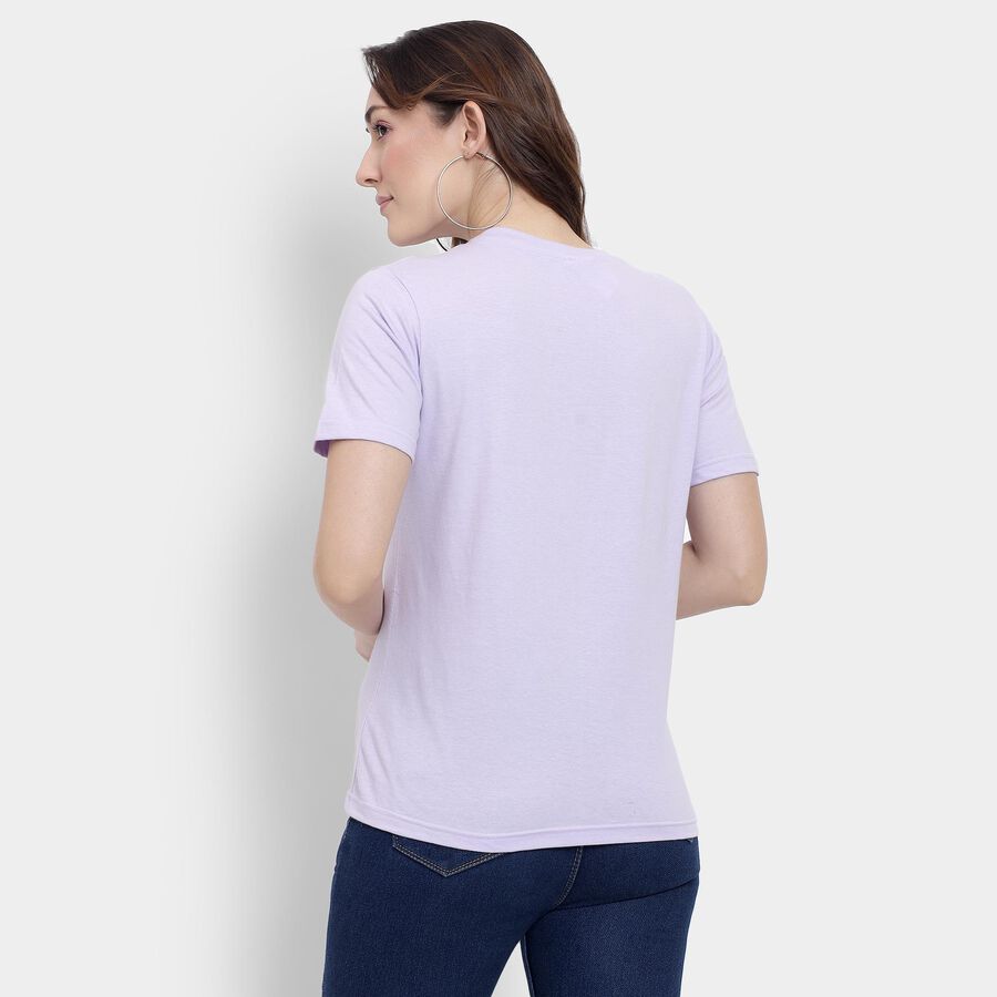 Ladies' 100% Cotton Round Neck T-Shirt, Lilac, large
