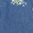 Girls' Muted Denim Blue Relaxed Fit Embroidered Jeans, Mid Blue, small image number null