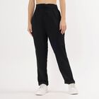 Women's Black Regular Fit Solid Track Pants, Black, small