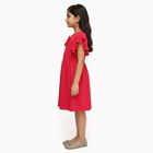 Girls' Bright Red Round Neck Party Dress, रानी (फ्यूशिया), small