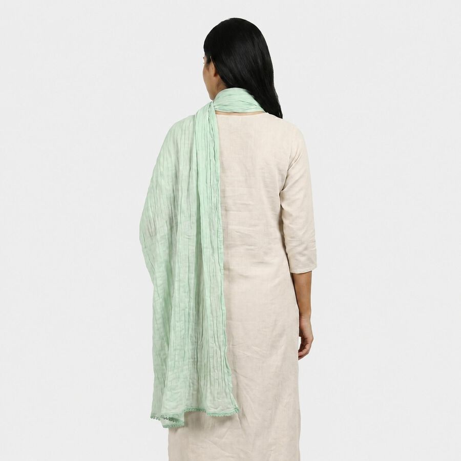 Women's Mint Green Solid Dupatta, हल्का हरा, large