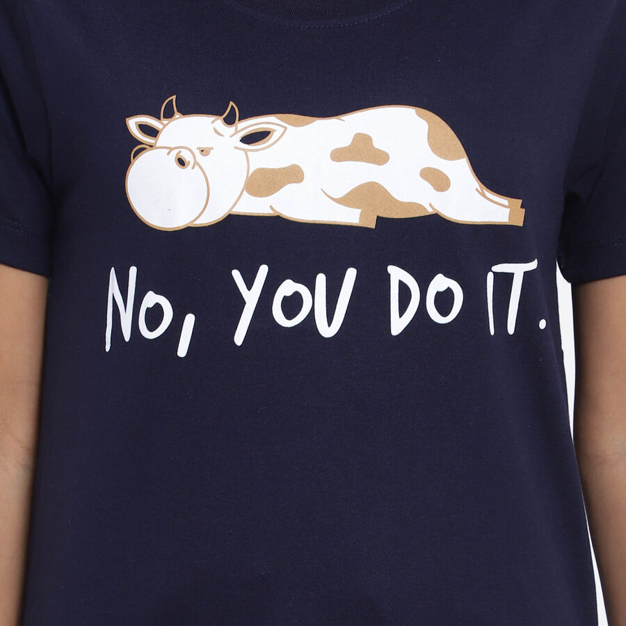 Round Neck T-Shirt, Navy Blue, large image number null